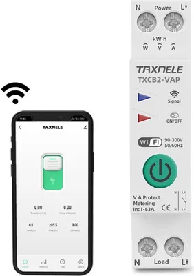 Image de Disjoncteur intelligent avec mesure de puissance - 1-63A, Tuya, ZigBee, V+A
