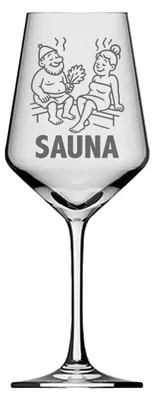 Produktbild von Weinglas hitzebeständig spülmaschinenfest für Weinliebhaber Saunagänger genieße dein Lieblingswein in der Sauna