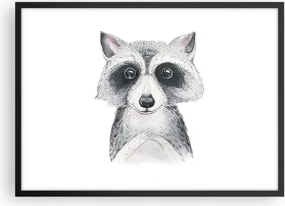 Produktbild von Gerahmtes Poster - Schwarzer Rahmen - Waschbär Bild Kinder - 70x50 cm - Wand Bild - Wanddeko - Wandbilder - Kunstposter - Wandposter - Bilderrahmen - Bilder - Kunstdruck - P2BAA70x50-4607