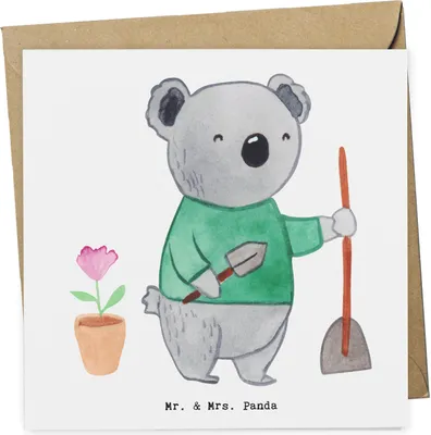 Produktbild von Mr. & Mrs. Panda Grußkarte Garten- und Landschaftsbauerin Herz - Weiß - Geschenk, Gartenbau, Glückwunschkarte, faltkarte, Gartenarbeit, Gärtnerei, Gärtnerin, Klappkarte