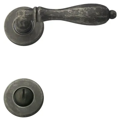 Produktbild von Frederico R901 GHIDINI Türdrücker-Rosetten-Garnitur (Oberfläche: Messing M69 - antik silbergrau, Lochung: WC, Türstärke: 38 - 42 mm) Oberfläche: Messing M69 - antik silbergrau Lochung: WC Türstärke: 38 - 42 mm