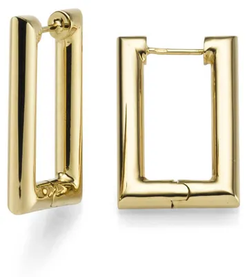 Image de Paire de créoles rectangulaires de 17x27,5 mm, boucles d'oreilles en or jaune 585