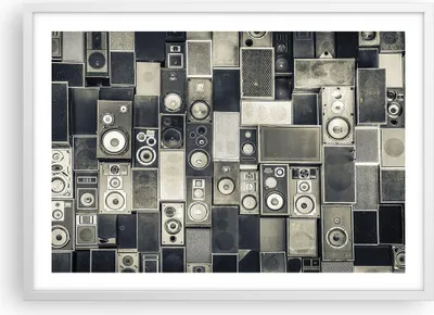 Produktbild von Gerahmtes Poster - Weißer Rahmen - Abstraktion Lautsprecher Grafik - 70x50 cm - Wand Bild - Wanddeko - Wandbilder - Wandposter - Bilderrahmen - Bilder - Kunstdruck - Wandbild - P2WAA70x50-4163