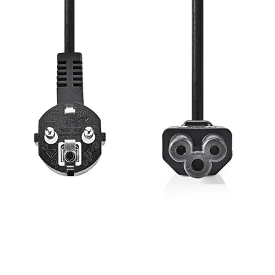 Produktbild von Nedis Stromkabel - Schutzkontaktstecker - IEC-320-C5 - Abgewinkelt - Gerade - Vernickelt - 2.00 m - Rund - PVC - Schwarz - Box