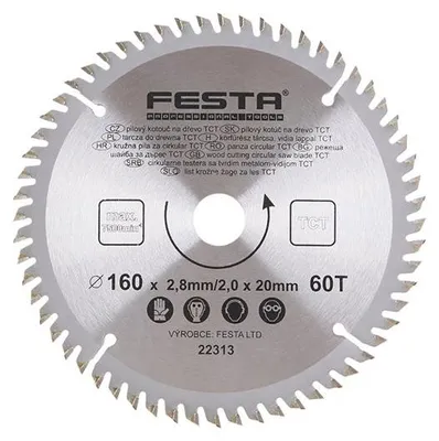 Obrázek produktu pro Kotouč pilový FESTA SK 160/2.8/20mm 60T 22313