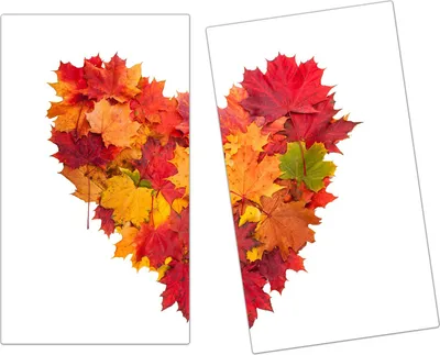 Produktbild von Spritzschutz Herdabdeckplatte Schneidebrett aus Glas Herz aus Herbstblätter 2-Teilig (60x52cm)