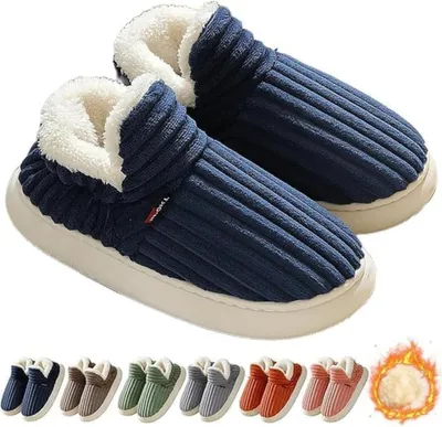 Produktbild von Hausschuhe Damen Herren - Winter Warme Geschlossen Plüsch Weiche Modern Bequeme Elegant Rutschfeste Memoryschaum Pantoffeln