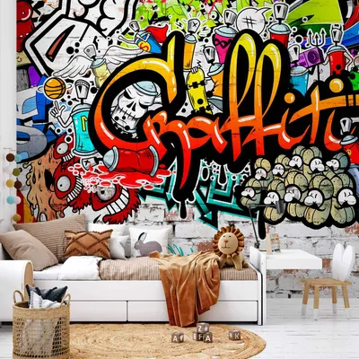 Produktbild von Vlies Fototapete - Colorful Graffiti 300x210 cm Streetart f-A-0348-a-b