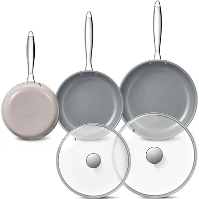 Imagen del producto de Juego de ollas de 5 piezas, apto para inducción, con revestimiento antiadherente, de 20/24/28 cm, para la cocina