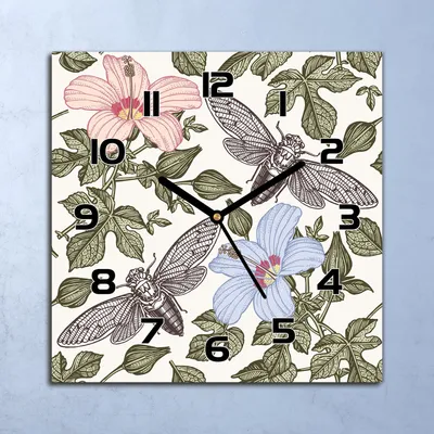 Produktbild von Wanduhr Echt-Glas-Küchenuhr Schmetterlinge Farbe Quarz 30x30 Deko Bilder