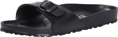 A black Birkenstock Madrid sandal shown from a side angle on a white background.