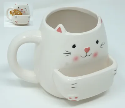 Produktbild von Keramik Trinkbecher Katze mit Keksfach 400 ml