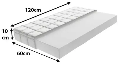 Produktbild von Babymatratze, Kindermatratze Polyurethan-Schaum | Matratze für Kinderbett, Neugeborene, Stubenwagen, Wiegen | Größe: 120x60 cm, 10 cm hoch