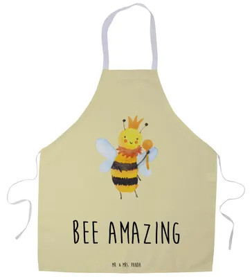 Produktbild von Mr. & Mrs. Panda Arbeitsschürze Biene König - Gelb Pastell - Geschenk, Grillschürze, Kochschürze, Schürze, Küchenzubehör, Küchenschürze, Servierschürze