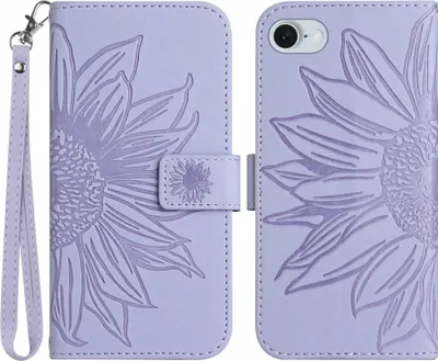 Produktbild von iPhone 16e / 17e Hülle - Coverup Sonnenblume Klapphülle mit Schlüsselband - Lavendel