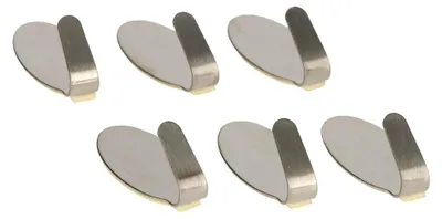 Produktbild von Klebehaken aus Edelstahl Set mit 6 ovalen Haken
