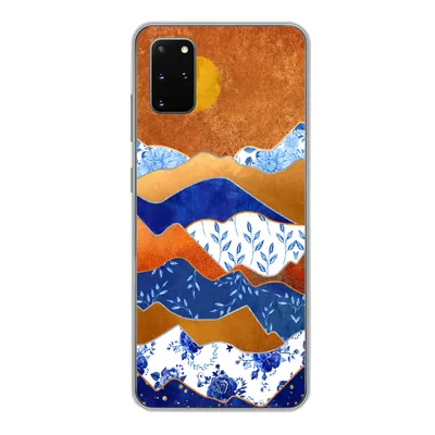 Produktbild von MuchoWow® Handyhülle Schutzhülle Hülle für Samsung Galaxy S20 Plus Delfter Blau - Gold - Blumen Silikon Softcase Handy Hülle - Hartschale