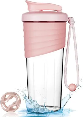 Image de Shaker à protéines 700ml Shaker à protéines avec échelle de mesure et boule de mélange - Rose
