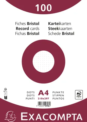 Produktbild von Exacompta 10x Karteikarten A4 dots 100 Stück eingeschweißt Weiß 10706E