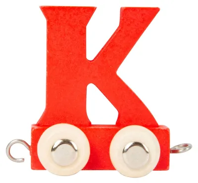 Image de Small Foot Train à lettres en bois rouge K, train miniature, 12 pièces