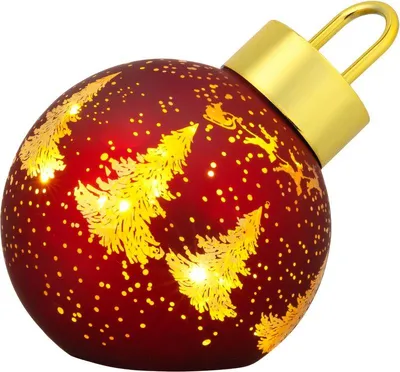 Produktbild von MAGICHOME WEIHNACHTSKUGEL, Glas, rot, 10 warmweiße LEDs, 12 x 12 x 18 cm
