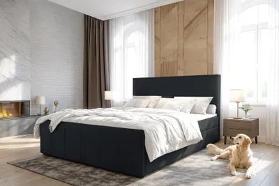 Produktbild von AX LIVING Levente Boxbett mit Bettkasten 160x200 Boxspringbett Schwarz