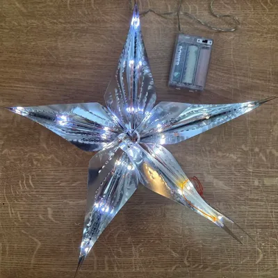 Produktbild von LED Weihnachtsstern silber 10 LED 35cm Batteriebetrieb 003-59