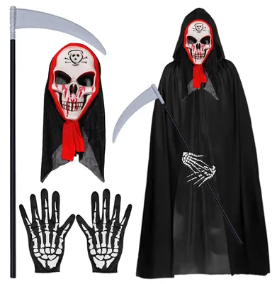 Produktbild von Halloween-Kostüm mit Geistermaske und Umhang für Partys
