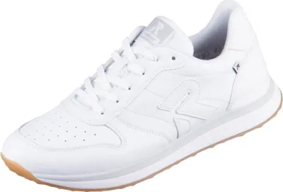 A white sneaker is shown against a white background.