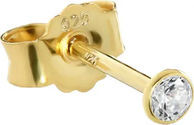 Produktbild von Einzel 2,3mm Ohrstecker 925 Sterling Silber Gelbgold Vergoldet Zirkonia Ohrringe