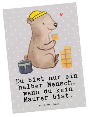 Produktbild von Mr. & Mrs. Panda Fotokarte Maurer Herz - Grau Pastell - Geschenk, Handwerker, Kunstkarten, Postkarte, Ansichtskarten, Lustig, Spruch, Witzig, Ansichtskarte, Postkarten