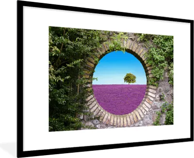 Produktbild von MuchoWow® Gerahmtes Poster Lavendel - Ausblick - Blumen - Sommer 90x60 cm - Poster mit Schwarzem Bilderrahmen Wandposter Rahmen Foto Bilder - Wanddekoration - Fotos