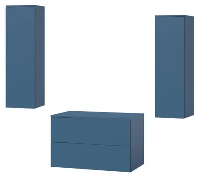 Produktbild von Badezimmerset 3-Teilig: Unterschrank + 2 Hochschränke Color Meeresblau (2S 80 + 1D 100 X2)