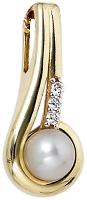 Produktbild von Anhänger Perlenanhänger Süßwasser Zuchtperle Zirkonia 333 Gold Gelbgold