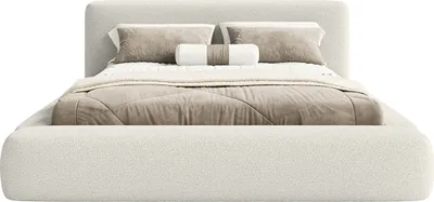 Produktbild von FEDVE Polsterbett Fummo aus Bouclé-Stoff 200x200 cm, Weiß