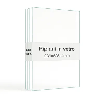 Immagine prodotto di K-Möbel Set di 4 ripiani in vetro Ripiano in vetro per 2 TRG. Vetrina da terra per C1084 / C1019