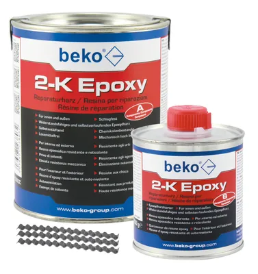Produktbild von 2-K Epoxy Reparaturharz 1 kg, inkl. 10 x Estrichklammern 6 x 70 mm  DE/IT/FR