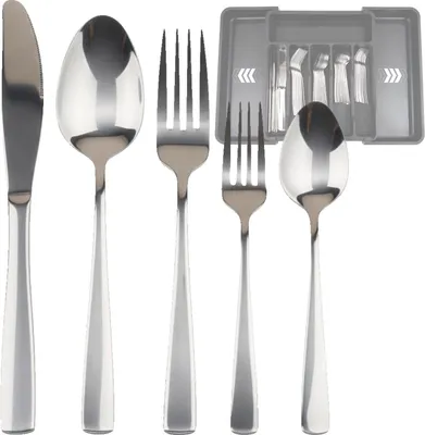 Image de Service de couverts 30 pièces, en acier inoxydable, pour la cuisine, avec coffret, pour 6 personnes
