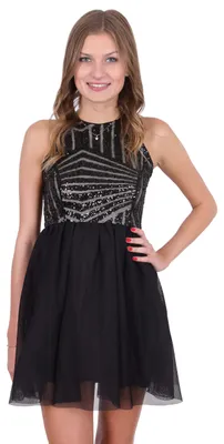 Produktbild von John Zack Schwarzes Ballerina-Kleid, rückenfrei, Pailletten XL