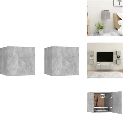 Image de vidaXL Tables de chevet 2 pcs. Béton gris 30,5x30x30 cm Bois composite - Tables de chevet