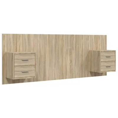 Immagine prodotto di Testiera Letto con Comodini in Legno Multistrato Rovere Sonoma