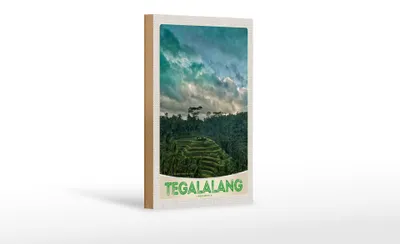 Produktbild von Holzschild Reise 12x18 cm Tegalalang Indonesien Asien Tropen