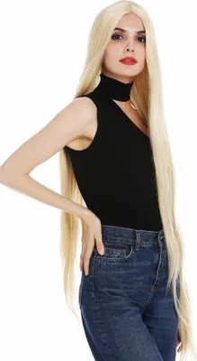 Produktbild von WIG ME UP Perücke super lang 120 cm glatt Mittelscheitel Blond Goldblond XR-845-24B