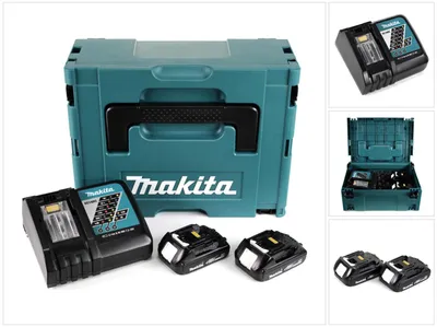 Image de Makita 18 V Power Source Pack Énergie avec 2x Batteries 1,5 Ah + Chargeur DC 18 RC + Boîtier de transport Makpac