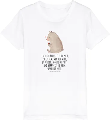 Produktbild von Mr. & Mrs. Panda Kleinkinder T-Shirt Bär Marienkäfer 3-4 Jahre (98/104) - Weiß - Geschenk, Das Leben Ist schön, Jungen, Freiheit, Kinder Mädchen, Teenager, Teddy, Kurzarm