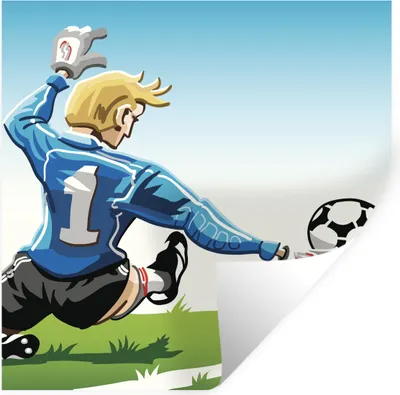 Produktbild von MuchoWow® Wandtattoo Wandsticker Wandaufkleber Eine Illustration eines Torwarts, der den Fußball stoppt - Jungen - Mädchen - Kinder 30x30 cm Selbstklebend und Repositionierbar - Repositionierbar - Wasser abweisend