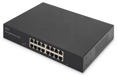 Zdjęcie produktu dla Digitus 16-portowy przełącznik gigabitowy, 19 cali, niezarządzalny, Nie zarządzany, Gigabit Ethernet (10/100/1000)