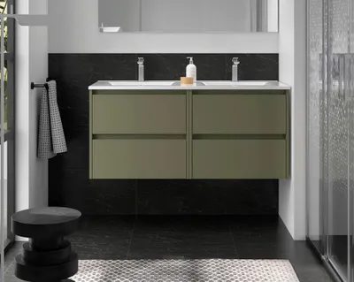 Image de Salgar Noja Meuble bas 1200 4 tiroirs + vasque Green Satin