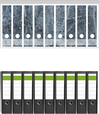 Produktbild von Wallario 9 Stück breite Ordner inkl. Klebeetiketten mit Motive Alte graue Steinwand -  Set mit Rückenschildern / Ordnerrücken Stickern
