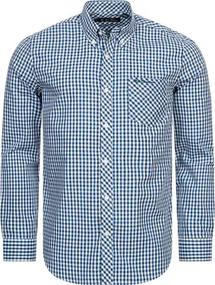 Produktbild von S|BEN SHERMAN House Check Herren Langarm Hemd 0077861-LIGHTBLUE